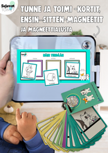 Lataa kuva Galleria-katseluun, Tunne- &amp; toimi -kortit, Ensin-Sitten-magneetit + Magneettialusta
