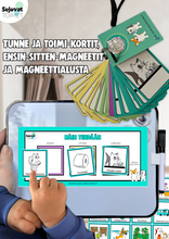 Lataa kuva Galleria-katseluun, Tunne- &amp; toimi -kortit, Ensin-Sitten-magneetit + Magneettialusta
